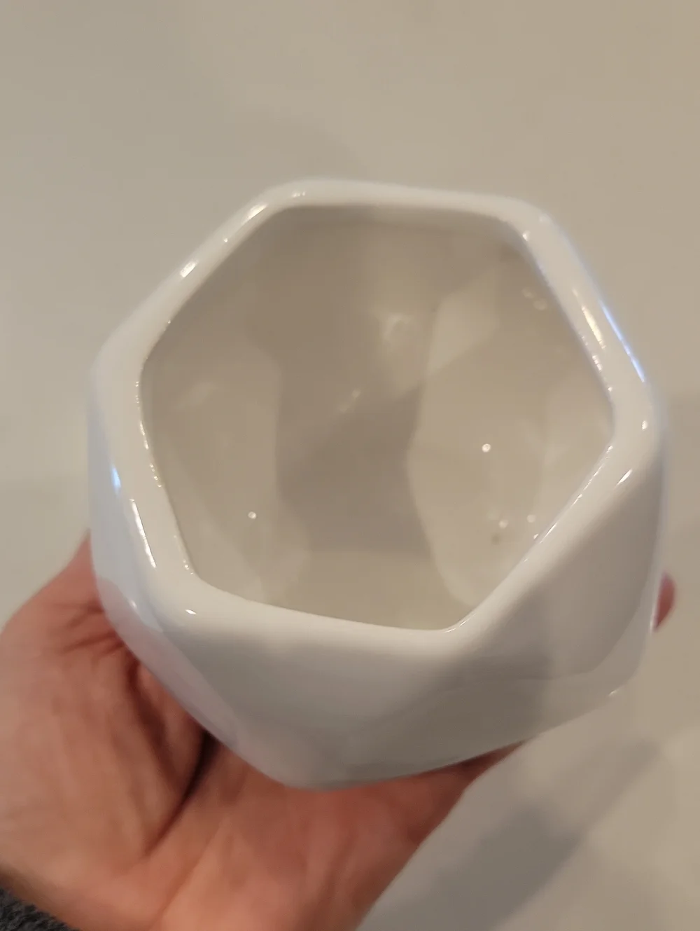 Anthro Geometric White Ceramic Planter